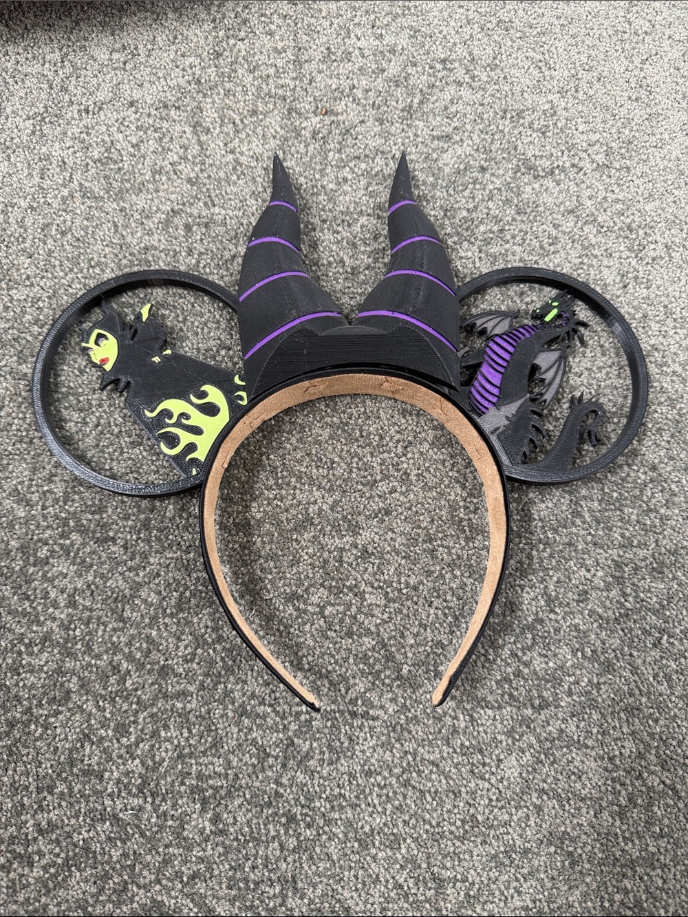 Maleficent-Inspired Black Purple Costume Mouse Ear Headband Movie Park Bounding